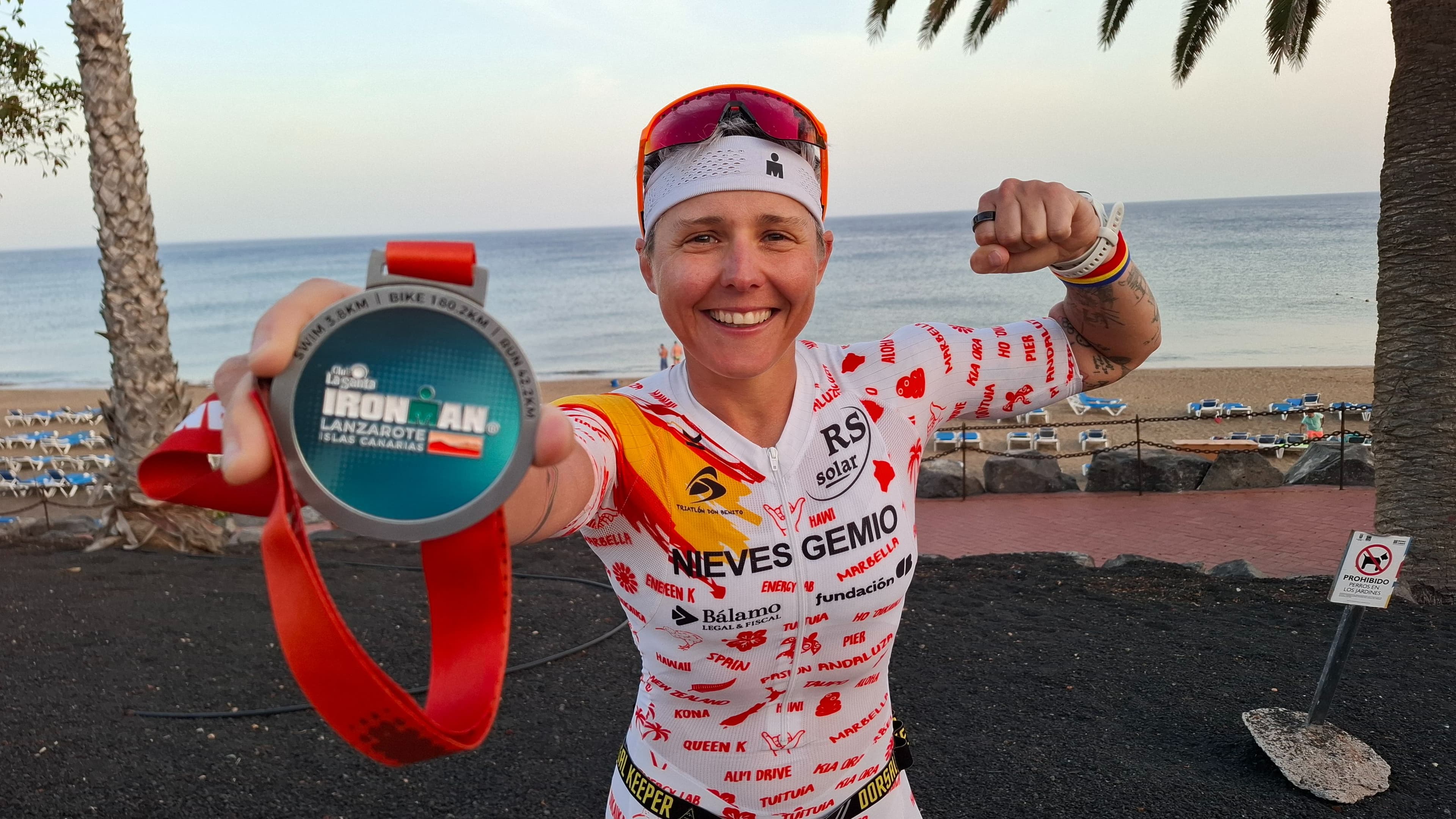 La triatleta alburquerqueña Nieves Gemio tras completar el Ironman de Lanzarote