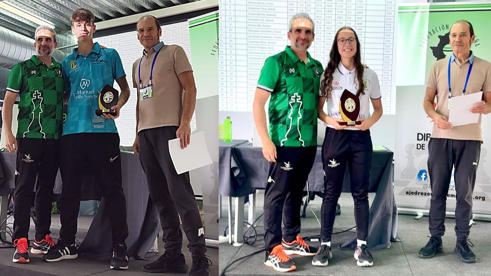 Esther Prieto Rol y Raúl Gutiérrez Toro en el Campeonato Juvenil de Extremadura de ajedrez