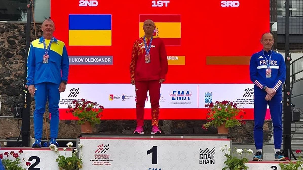 Podio del Campeonato de Europa Máster de marcha en Catania