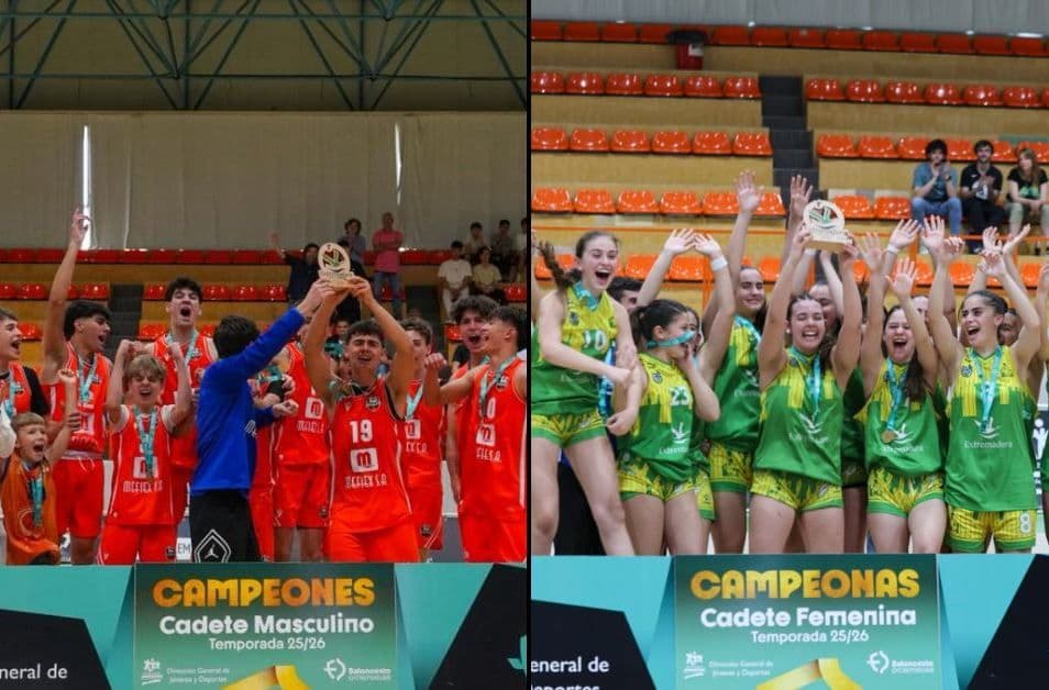 Sagrado Cáceres y Al-Qázeres ADC, campeones de Extremadura cadete de baloncesto en Villanueva