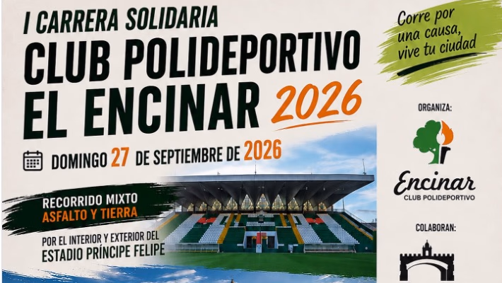Cartel de la I Carrera Solidaria Club Polideportivo El Encinar 2026