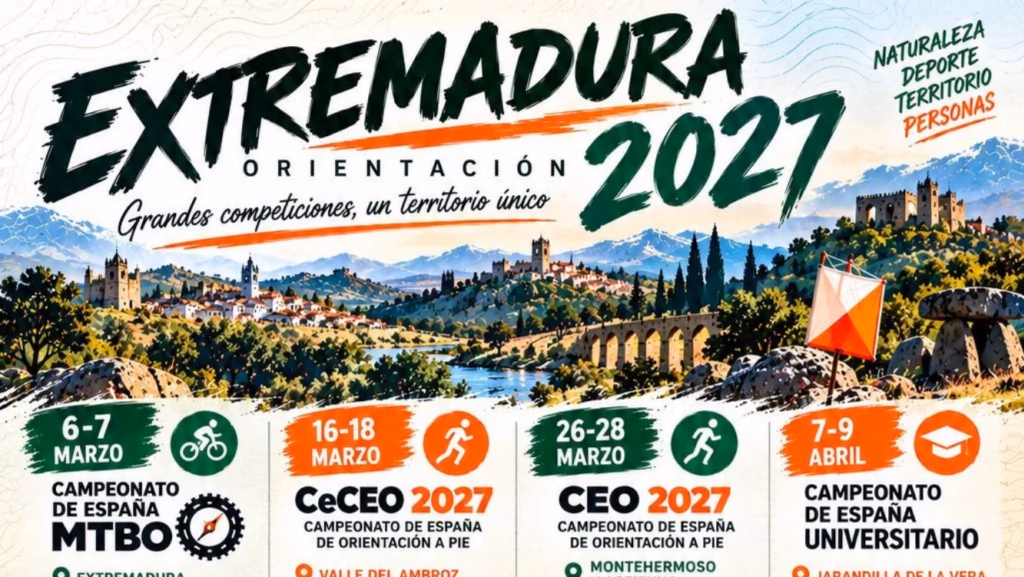 Calendario de competiciones de orientación en Extremadura durante 2027.